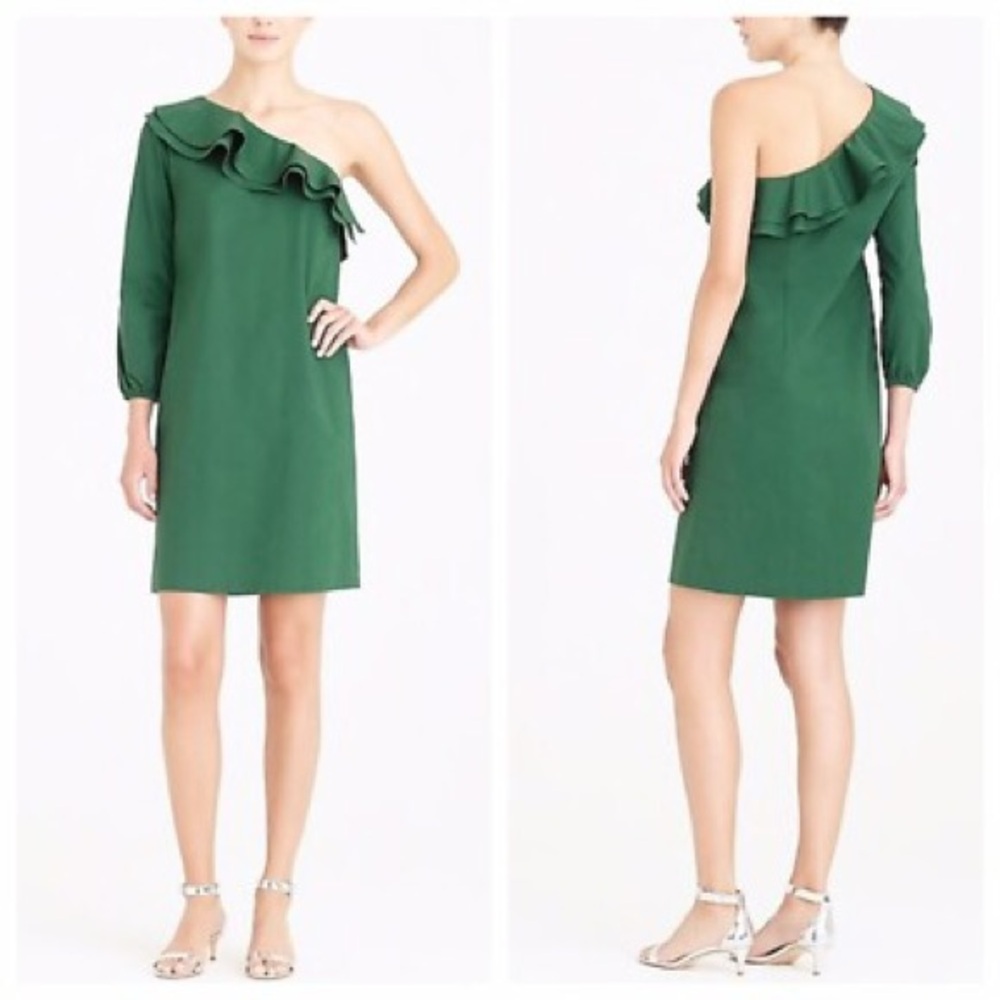 J. Crew Factory One-Shoulder Green Dress